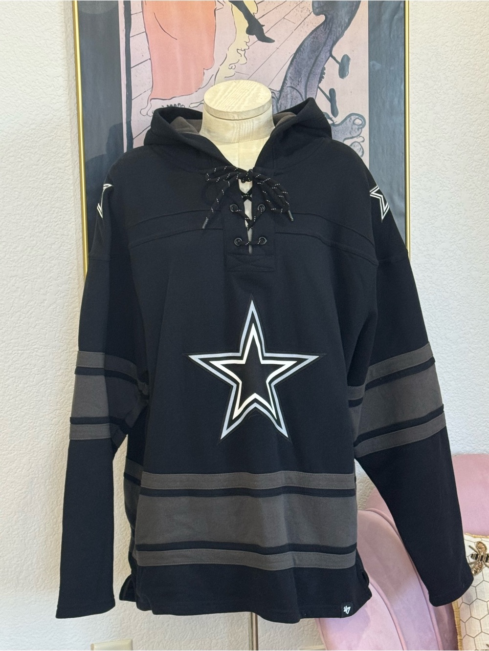 NFL DALLAS COWBOYS '47 BRAND SUPERIOR LACER PULLOVER HOODIE  MENS Size L NWOT